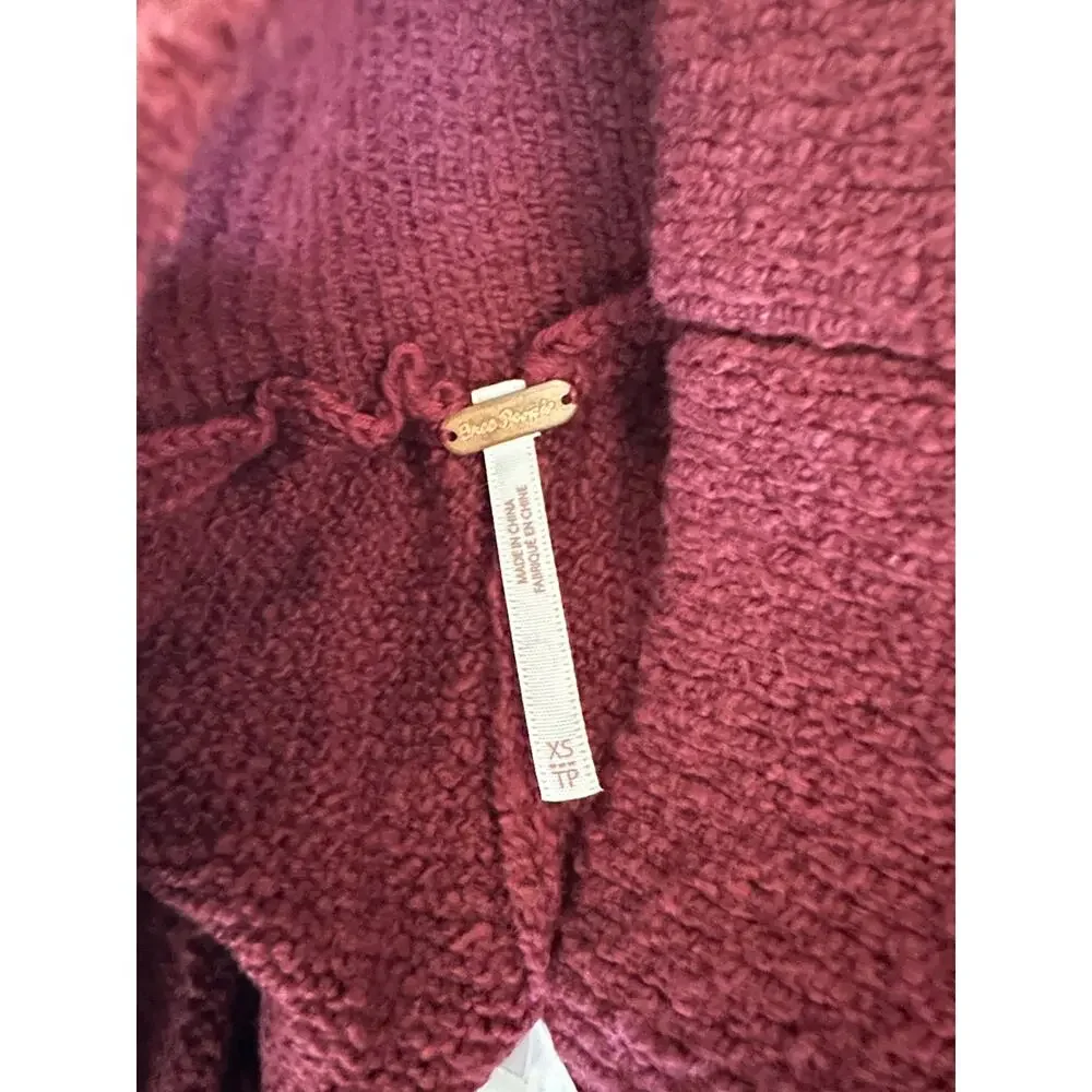 FREE PEOPLE Womens Harper Two Piece Wide Leg Crop Sweater Set in Very Berry XS